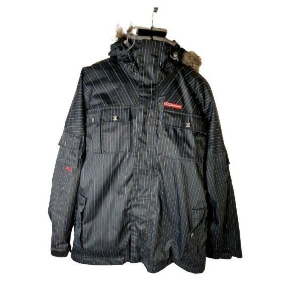 FourSquare 15K Mens Large Black Pinstriped Snow